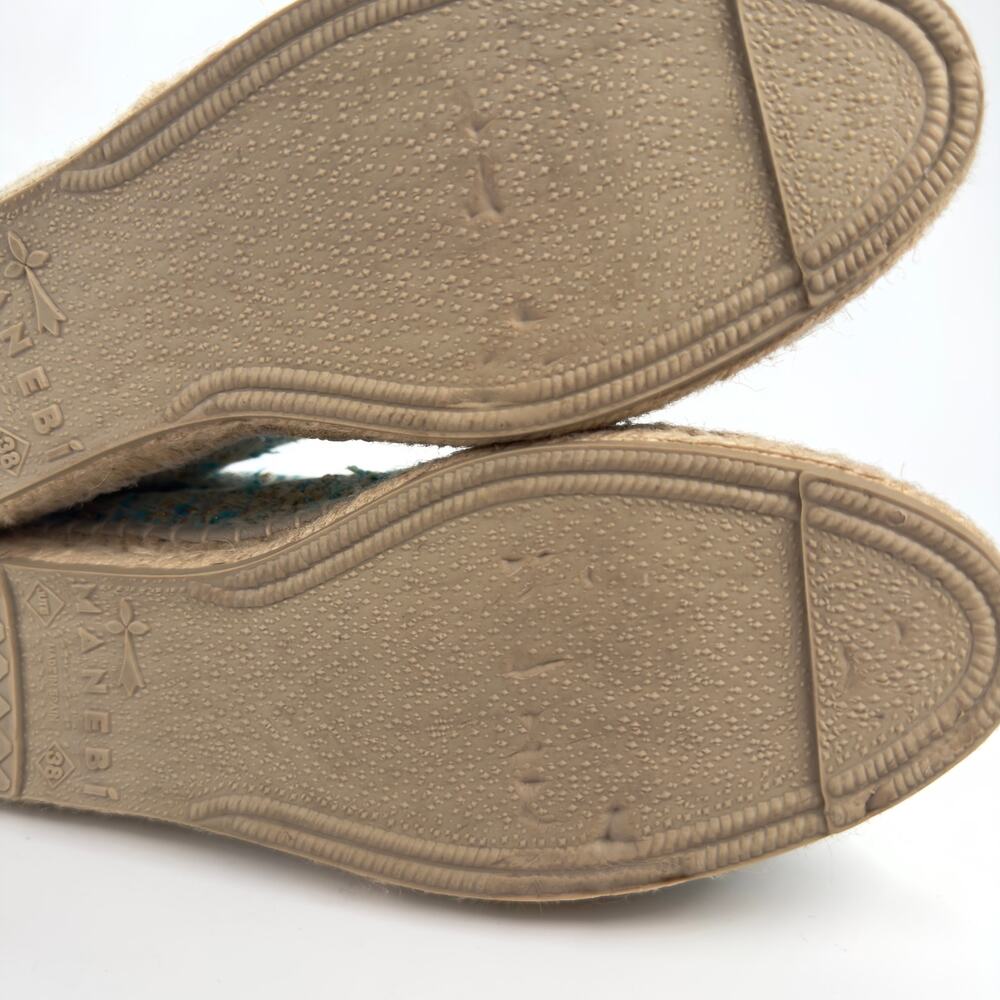 NWOT Anthropologie Manebi Tweed Espadrille Blue Flat Shoes Size US7.5 38 - Picture 8 of 12